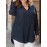 Plus Size, New Fashion Plus-Size Women's Shirt with Buttoned Tail Hem, Foldable Cuffs, Loose Fit, and Elegant Style