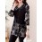 [Floral Print Blouse] Plus Size, Plus Size Floral Print Long Sleeve Shirt - Elegant Loose Fit H-Line Blouse With Contrast Collar & Drawstring Waist, Machine Washable Spring/Fall Top For Women, Casual Chic Wear, Sophisticated Pullover, Quality Casualwear