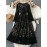 Stylish Long Sleeve Solid Color Contrast Lace Plus Size Women's Dress