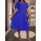 [Royal Blue Midi Dress] Stretchy Polyester Blend Royal Blue Midi Dress | Elegant Pleated with Ruffle Sleeves & Asymmetrical Neckline - Perfect for Summer Parties & Casual Outfits