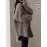 Plus Size, Women's Elegant Oversized Beige/Brown Sweater Coat - Soft Round Neck Collar Pullover, Winter Warm Blazer-like Jacket for Casual & Professional Wear, Hand Washable Fall/Winter Outerwear (No Pattern)