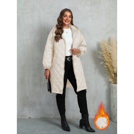 Plus Size, Women's Oversized Elegant Hooded Full-Zip Windproof Winter Coat - Heavy-Duty Warm Outer Jacket with Full-Length Zipper, Machine Washable & All-Season Pockets - Navy Blue/Black/Other Colors Available - Plus Size Available - Stylish Winter Outerwear with Hood, Solid Color Design, and Functional Pockets for Casual or Formal Wear, Plus Size Winter Jacket for Women, Winter Clothes for Women Plus Size, Jacket for Women Winter, Women Winter Jacket Plus Size,