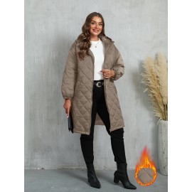 Plus Size, Women's Oversized Elegant Hooded Full-Zip Windproof Winter Coat - Heavy-Duty Warm Outer Jacket with Full-Length Zipper, Machine Washable & All-Season Pockets - Navy Blue/Black/Other Colors Available - Plus Size Available - Stylish Winter Outerwear with Hood, Solid Color Design, and Functional Pockets for Casual or Formal Wear, Plus Size Winter Jacket for Women, Winter Clothes for Women Plus Size, Jacket for Women Winter, Women Winter Jacket Plus Size,