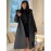 Plus Size - Elegant Fashion Quilted Over-the-Knee Dress with a Loose Hooded Design, Featuring a Belt for Women.
