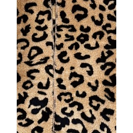 Leopard Print Plus Size Women's Elegant Hooded Winter Coat - Machine Washable Outerwear for Fall & Winter, Soft Warm Fabric, Stylish Women's Outerwear with Hood for Casual to Formal Events